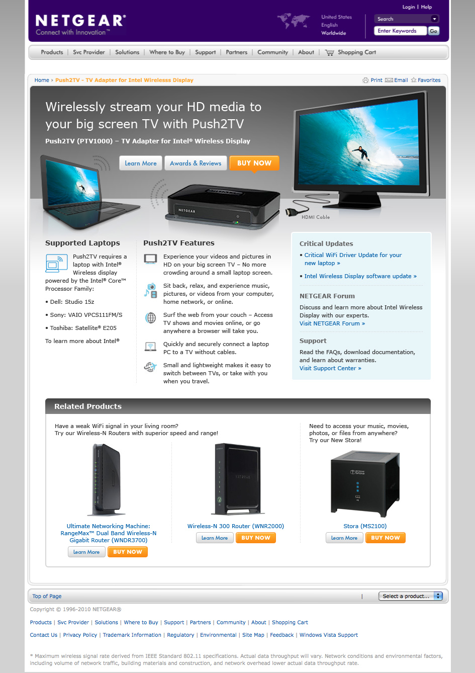 Netgear Push2TV Landing Page