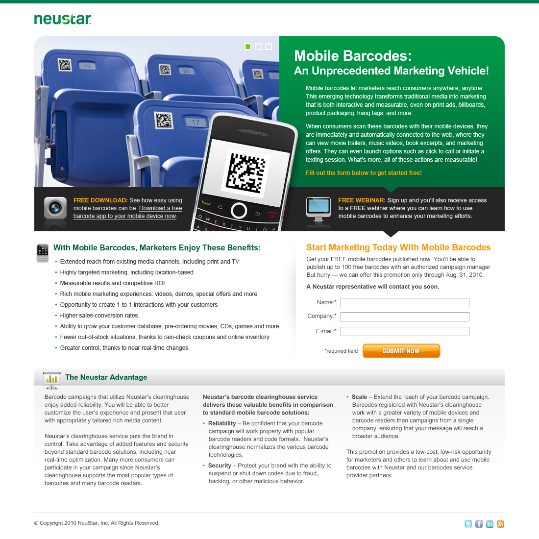 Neustar Barcode Landing Page