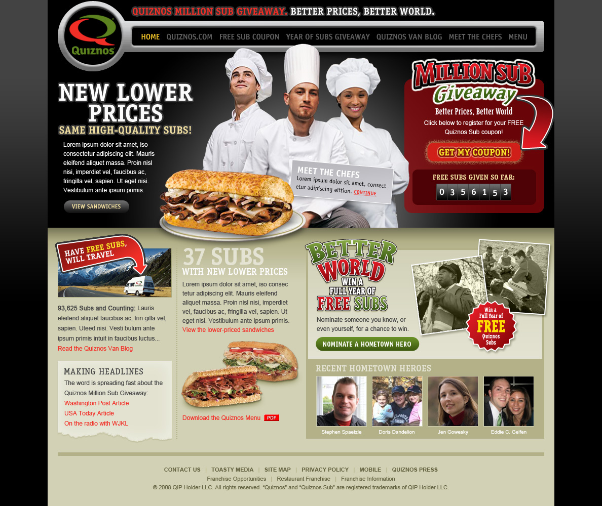 Quiznos Microsite